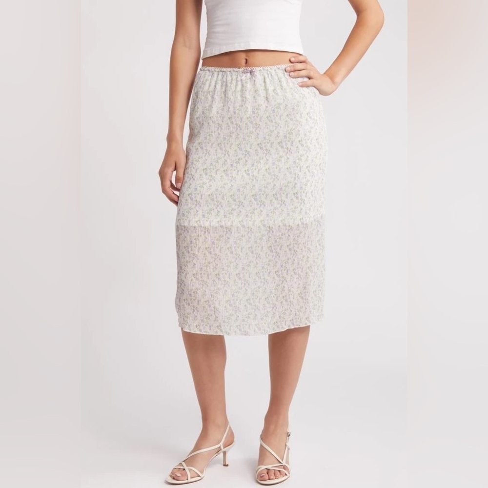 All in Favor Pastel Patterned Midi Skirt